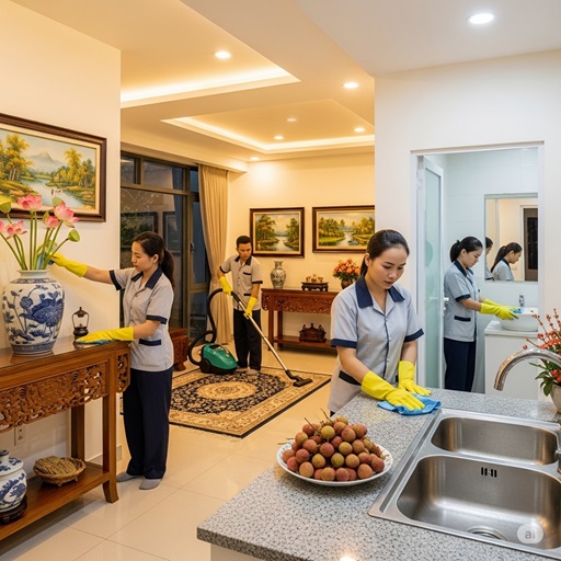 Vệ sinh nhà khách quen: Anh Quang Librarian